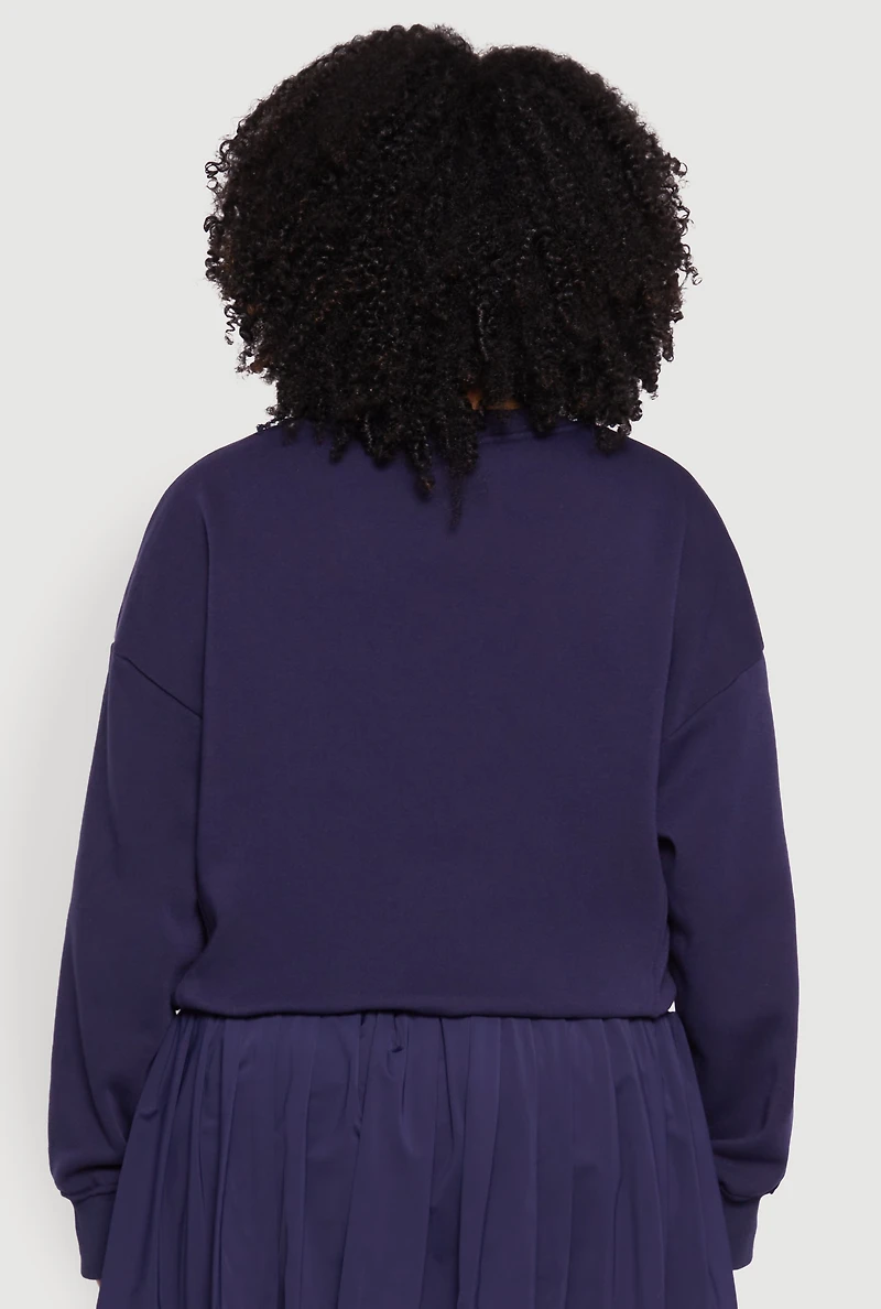 Womens Plus V Neck Pullover Sweatshirt, 2X