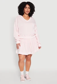 Womens Plus Size V Neck Pullover Sweatshirt, Pink, Size 3X