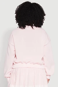 Womens Plus Size V Neck Pullover Sweatshirt, Pink, Size 3X