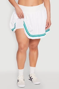 Womens Plus Size Varsity Stripe Pleated Skirt, White, Size 1X