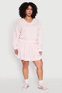 Womens Plus Size Varsity Stripe Pleated Skirt, Pink, Size 3X