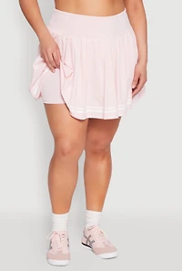 Womens Plus Size Varsity Stripe Pleated Skirt, Pink, Size 3X