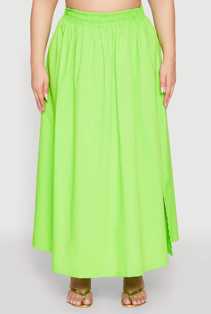 Womens Plus Poplin Maxi Skirt, 3X
