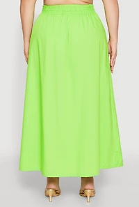 Womens Plus Size Poplin Maxi Skirt, Green, Size 2X