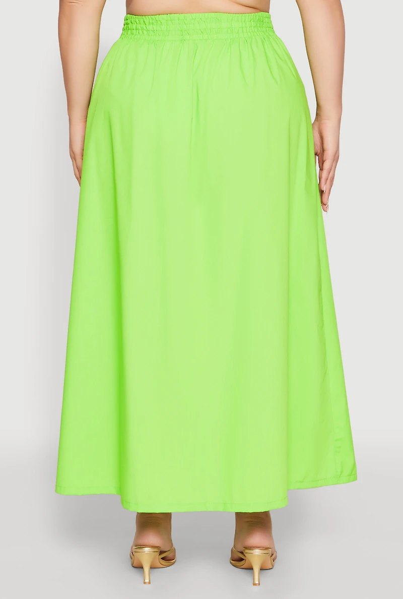 Womens Plus Poplin Maxi Skirt, 3X