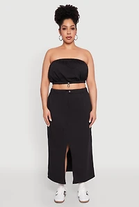 Womens Plus Almost Famous Fleece Maxi Cargo Skirt, 1X