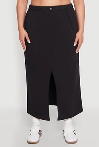 Womens Plus Almost Famous Fleece Maxi Cargo Skirt, 1X