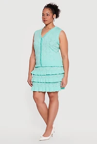 Plus Heart Geometric Pointelle Button Front Vest