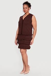 Plus Heart Geometric Pointelle Tiered Mini Skirt