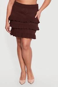 Plus Heart Geometric Pointelle Tiered Mini Skirt