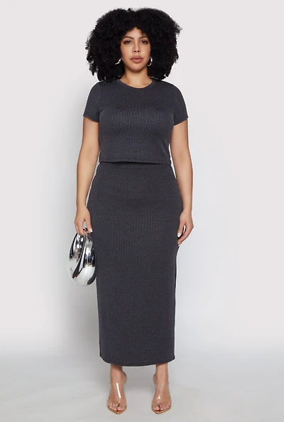 Plus Almost Famous Ribbed Knit Skirt