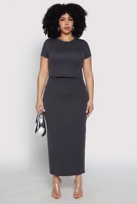 Womens Plus Size Almost Famous Ribbed Knit Crop Top, Black, Size 2X