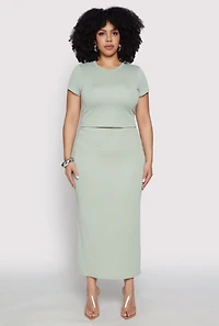 Womens Plus Size Almost Famous Ribbed Knit Crop Top, Green, Size 2X