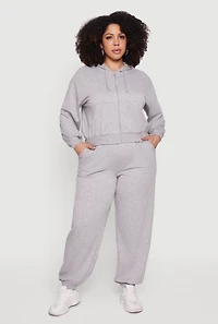 Plus Almost Famous Fleece Zip Front Hoodie