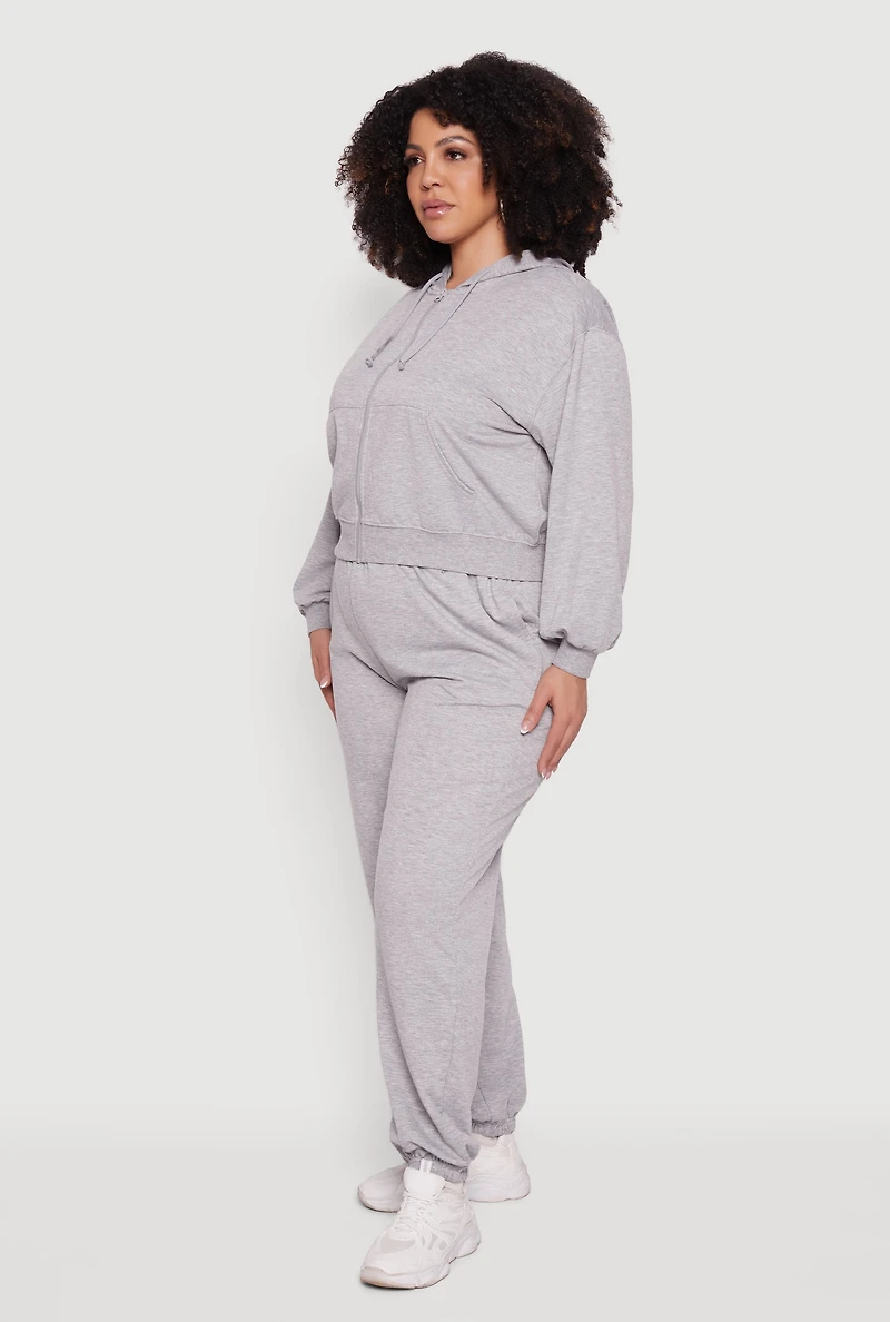 Plus Almost Famous Fleece Zip Front Hoodie