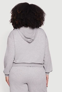 Plus Almost Famous Fleece Zip Front Hoodie