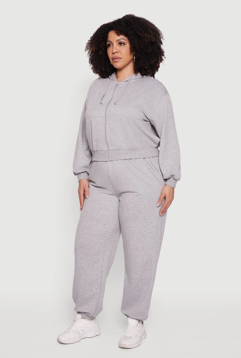 Plus High Waisted Drawstring Waist Sweatpants