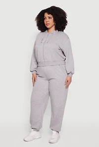 Plus High Waisted Drawstring Waist Sweatpants