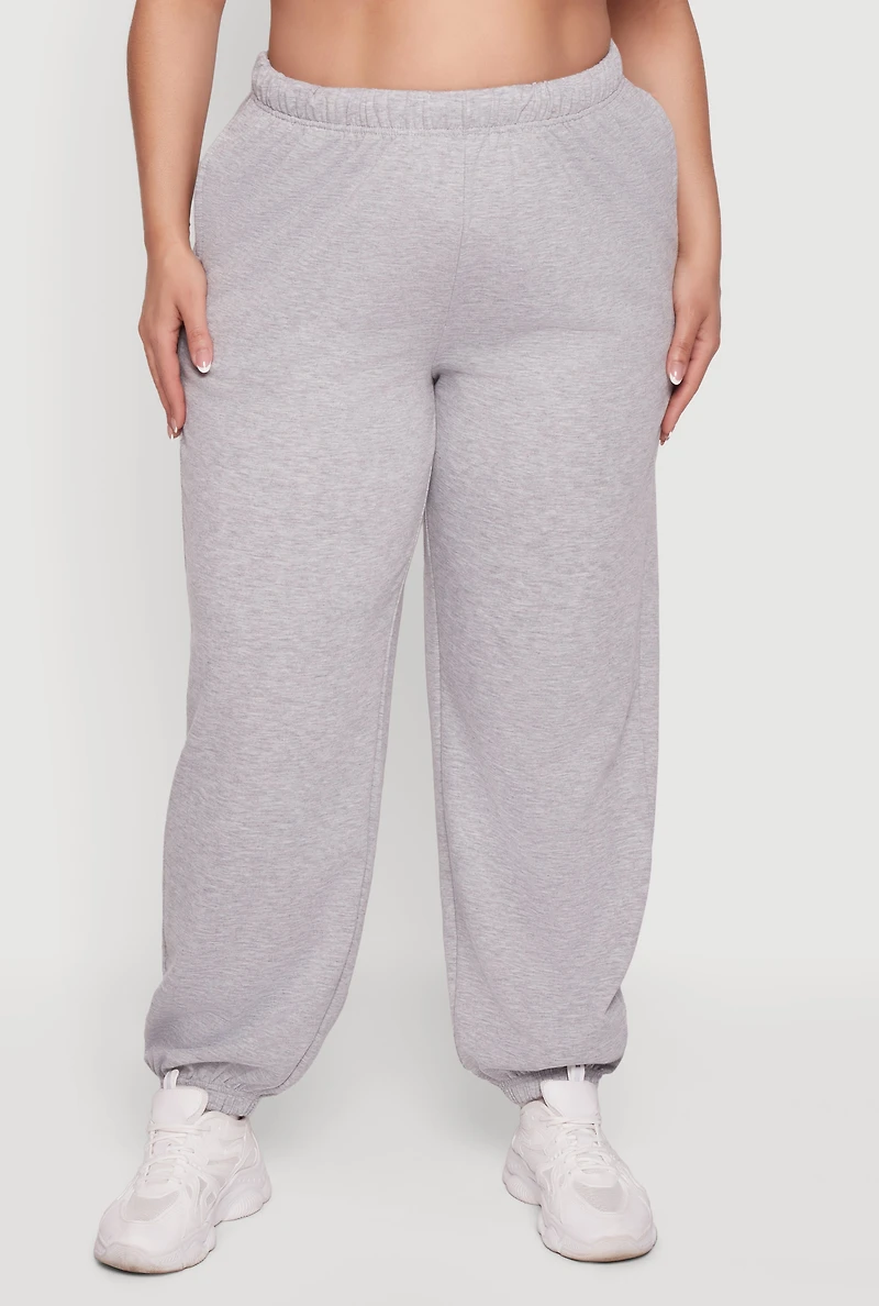 Plus High Waisted Drawstring Waist Sweatpants