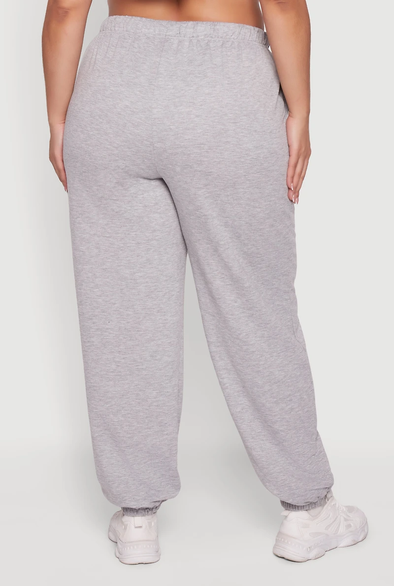 Plus High Waisted Drawstring Waist Sweatpants