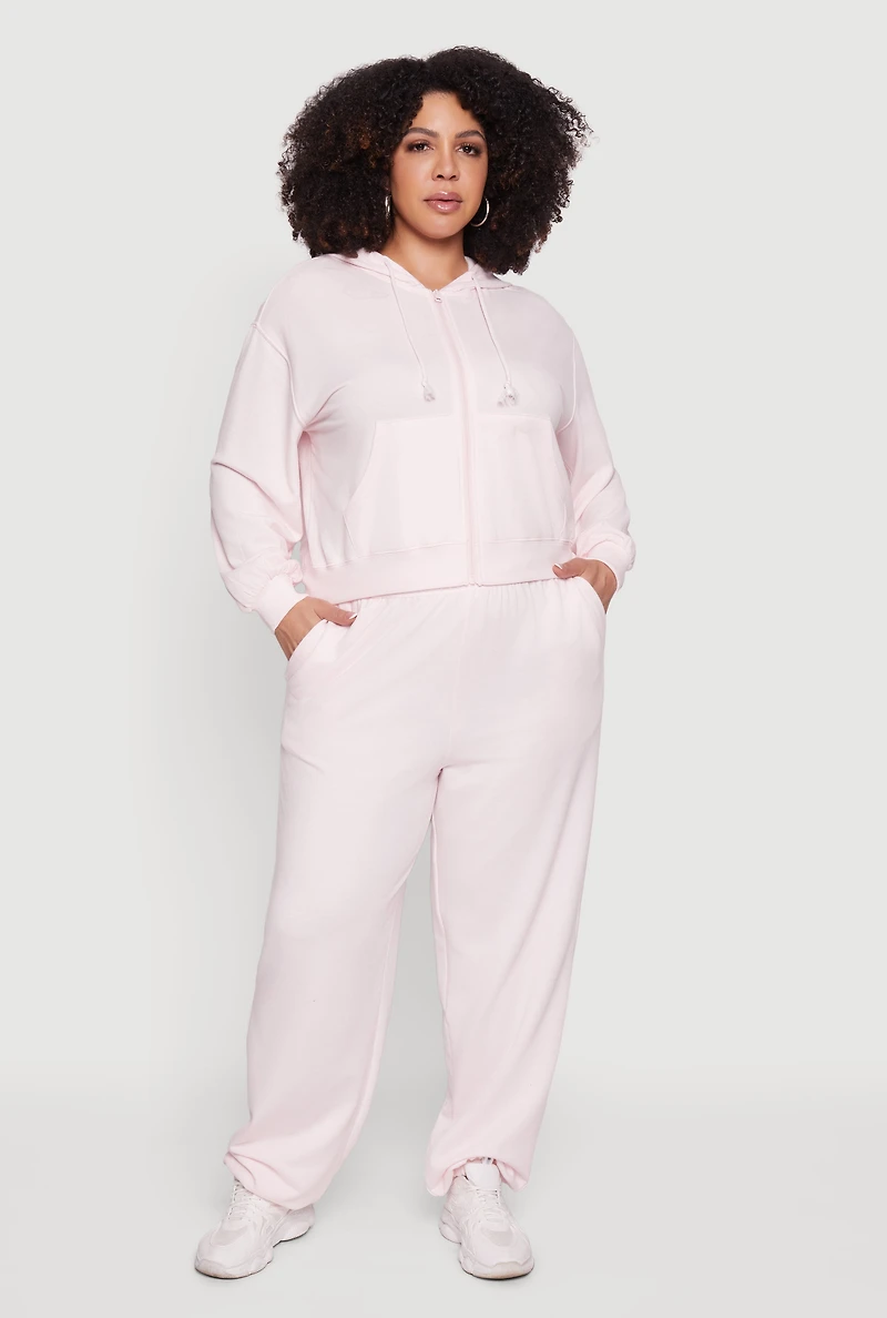 Plus High Waisted Drawstring Waist Sweatpants