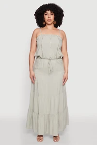 Womens Plus Size Almost Famous Tiered Skirt, Green, Size 3X