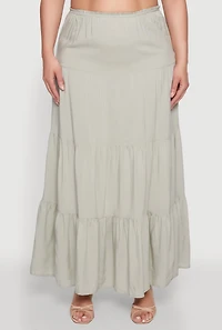Womens Plus Size Almost Famous Tiered Skirt, Green, Size 3X