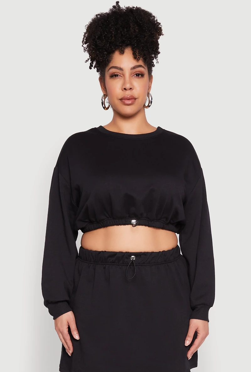 Plus Almost Famous Long Sleeve Cropped Sweatshirt