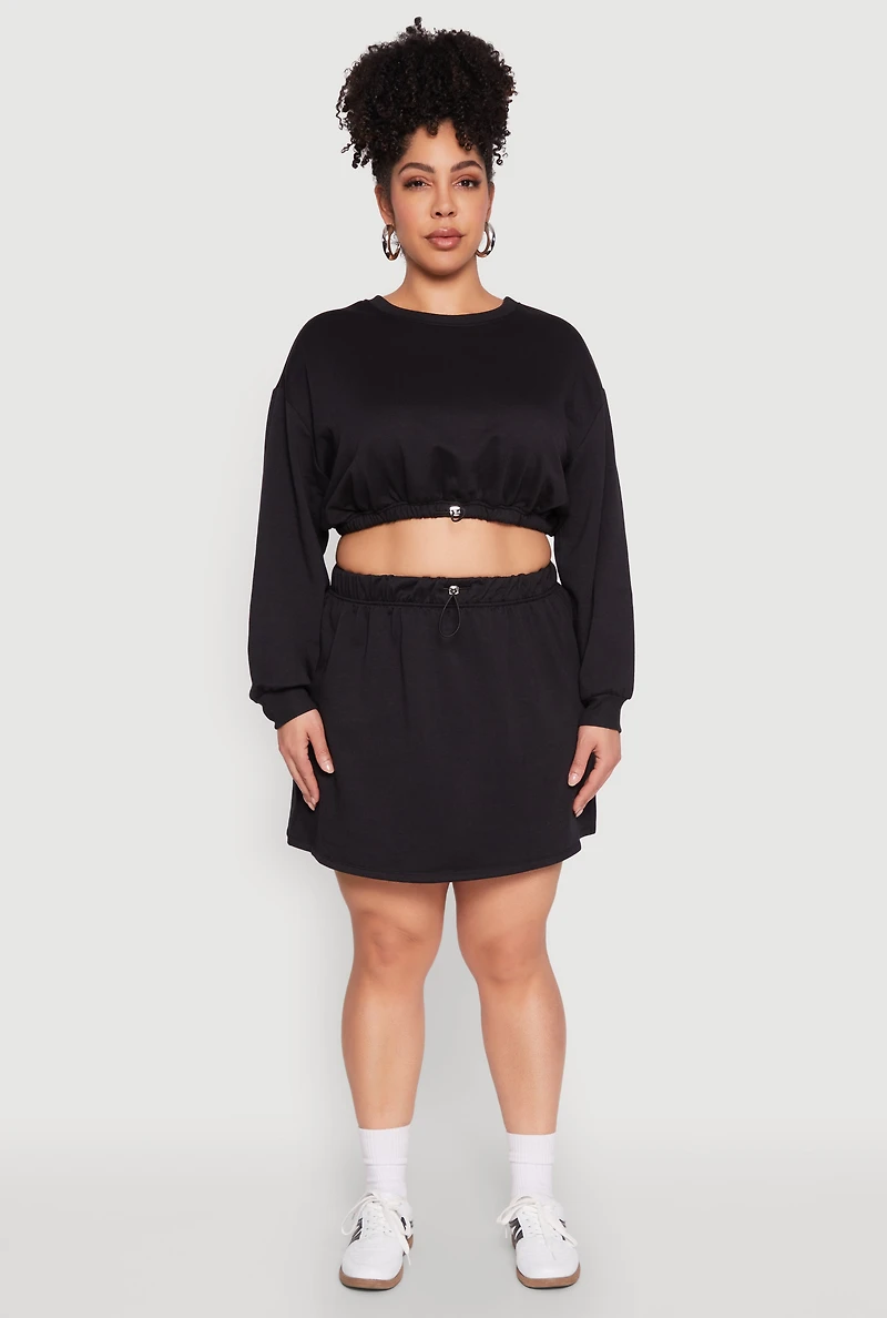 Womens Plus Size Almost Famous Long Sleeve Cropped Sweatshirt, Black, Size 2X