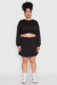 Womens Plus Size Almost Famous Long Sleeve Cropped Sweatshirt, Black, Size 2X
