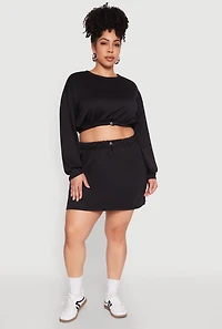 Womens Plus Size Almost Famous Long Sleeve Cropped Sweatshirt, Black, Size 2X