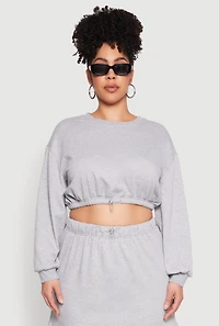 Plus Almost Famous Long Sleeve Cropped Sweatshirt