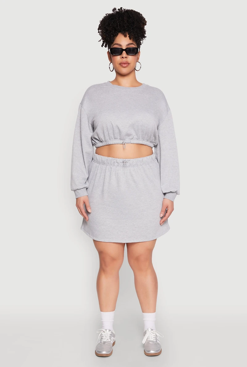 Womens Plus Size Almost Famous Long Sleeve Cropped Sweatshirt, Grey, Size 1X
