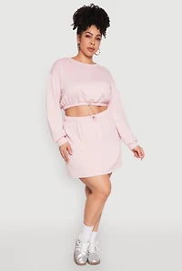 Womens Plus Size Almost Famous Long Sleeve Cropped Sweatshirt, Pink, Size 2X