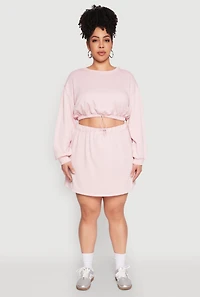 Womens Plus Size Almost Famous Long Sleeve Cropped Sweatshirt, Pink, Size 2X