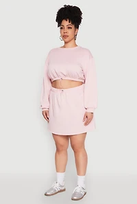 Womens Plus Size Almost Famous Long Sleeve Cropped Sweatshirt, Pink, Size 2X
