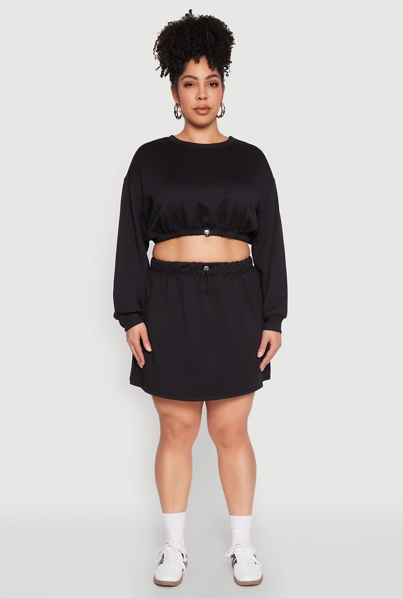 Womens Plus Size Almost Famous High Waisted Fleece Skirt, Black, Size 3X