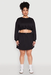 Womens Plus Size Almost Famous High Waisted Fleece Skirt, Black, Size 3X