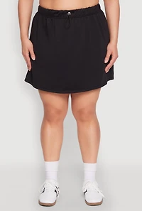 Womens Plus Size Almost Famous High Waisted Fleece Skirt, Black, Size 3X