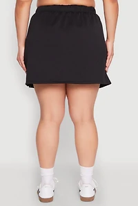 Womens Plus Size Almost Famous High Waisted Fleece Skirt, Black, Size 3X