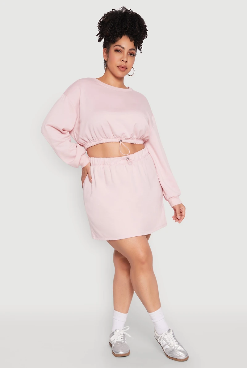 Womens Plus Size Almost Famous High Waisted Fleece Skirt, Pink, Size 3X