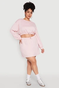 Womens Plus Size Almost Famous High Waisted Fleece Skirt, Pink, Size 3X