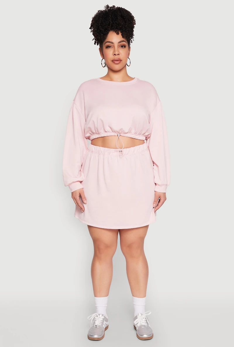 Womens Plus Size Almost Famous High Waisted Fleece Skirt, Pink, Size 3X