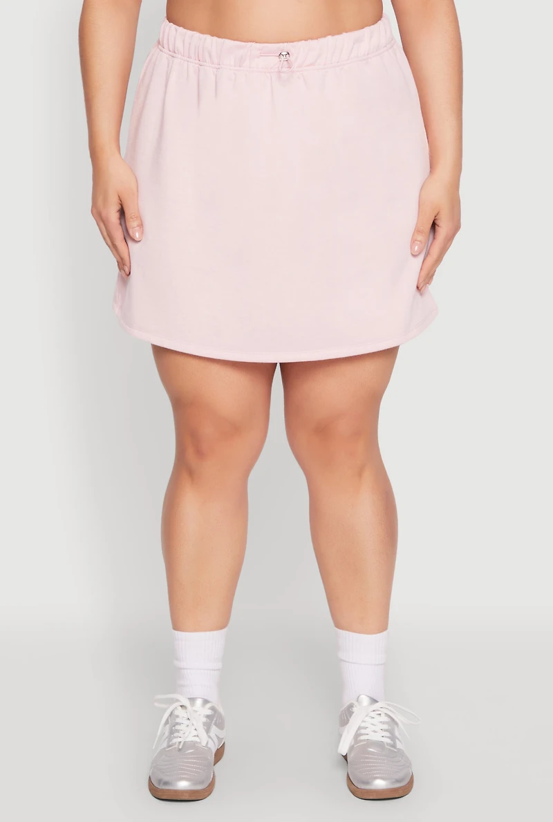 Womens Plus Size Almost Famous High Waisted Fleece Skirt, Pink, Size 3X