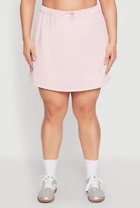 Womens Plus Size Almost Famous High Waisted Fleece Skirt, Pink, Size 3X