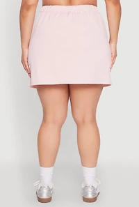 Womens Plus Size Almost Famous High Waisted Fleece Skirt, Pink, Size 3X
