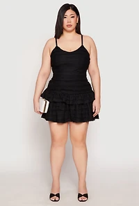Womens Plus Size Almost Famous Tiered Cropped Cami, Black, Size 1X