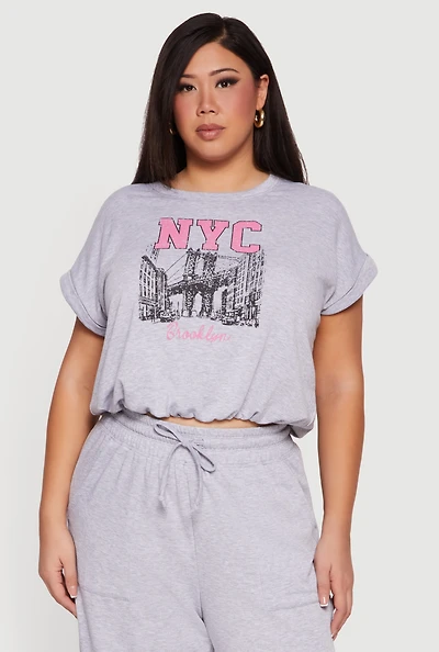 Plus Cropped Bubble Hem Graphic Tee