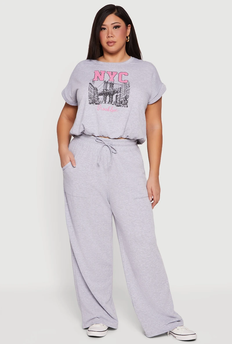 Plus Cropped Bubble Hem Graphic Tee