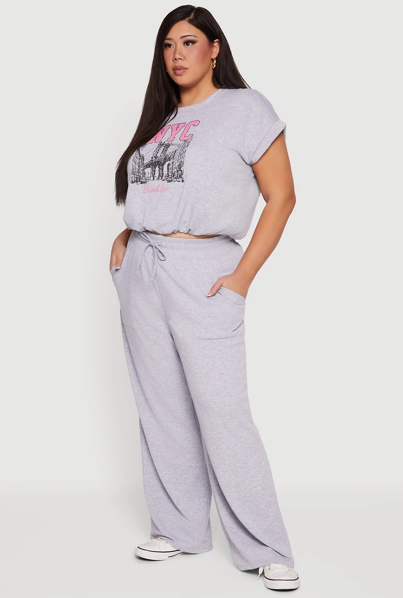 Plus Cropped Bubble Hem Graphic Tee